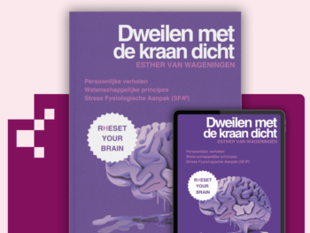 Cover van het boek 'Dweilen met de kraan dicht', een gids voor het aanpakken van stress.